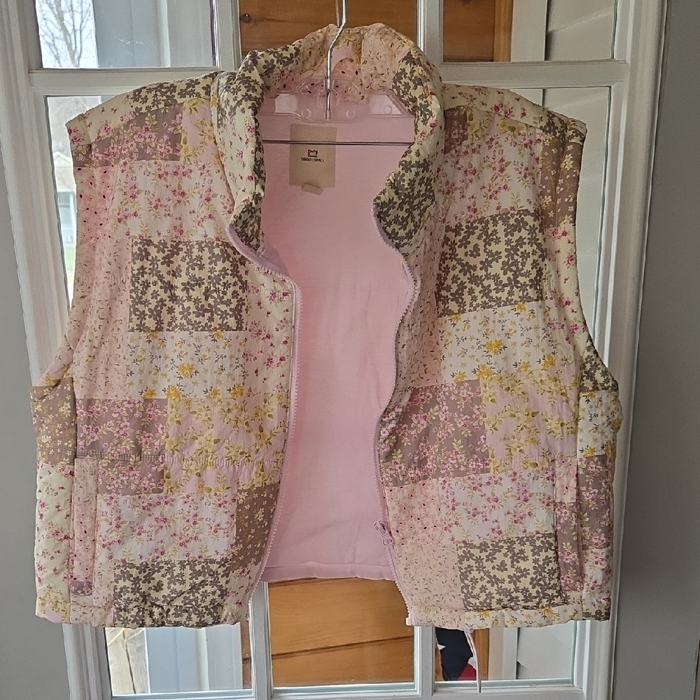 Thread & Supply Light Pink Quilted Vest with Cream Labeling